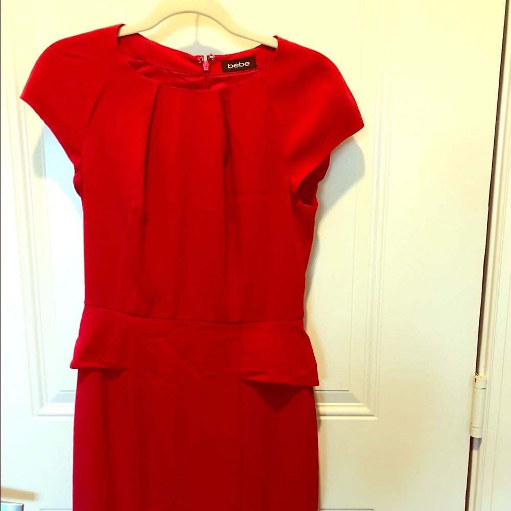 Bebé Red Cocktail-Holiday Work Party Dress